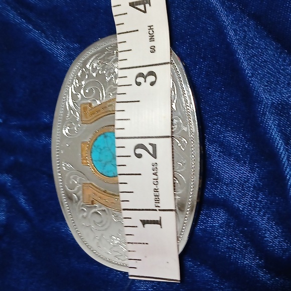 Silverstone & Faux Turquoise Belt Buckle - Picture 7 of 8
